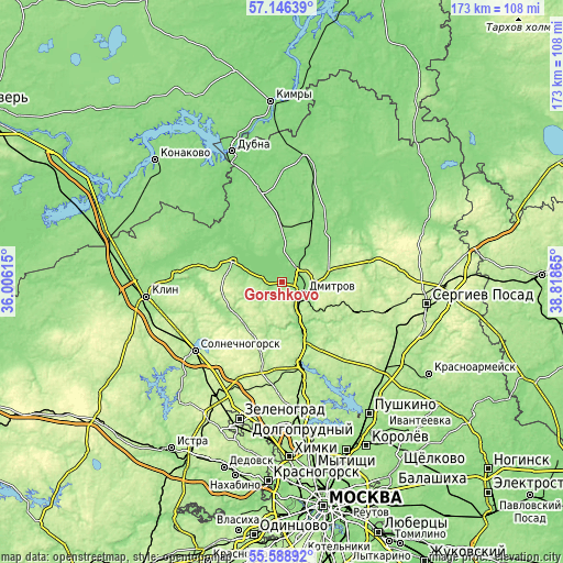 Topographic map of Gorshkovo