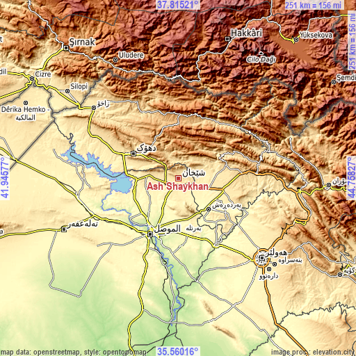 Topographic map of Ash Shaykhān
