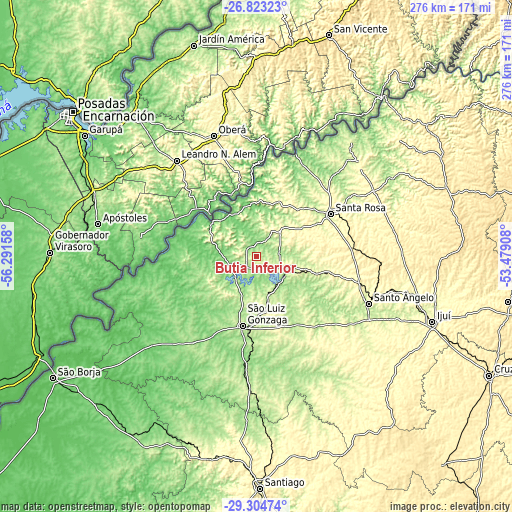 Topographic map of Butia Inferior