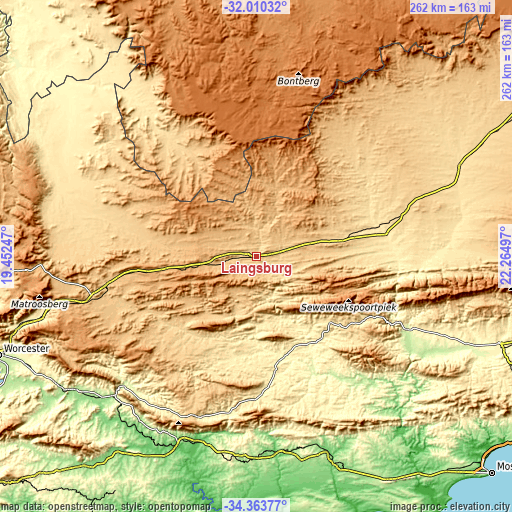 Topographic map of Laingsburg