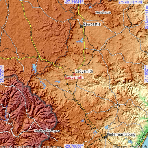 Topographic map of Ladysmith