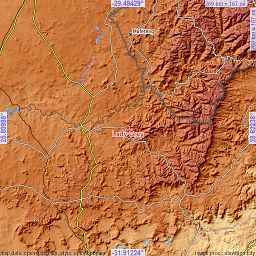 Topographic map of Lady Grey