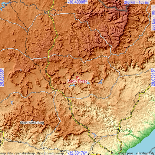 Topographic map of Lady Frere