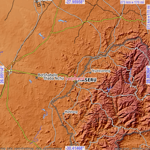 Topographic map of Ladybrand