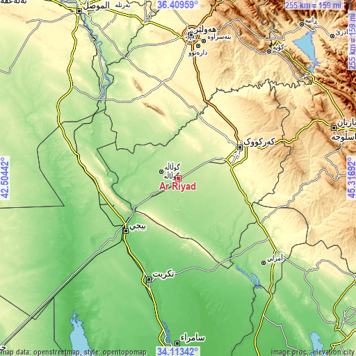 Topographic map of Ar Riyāḑ