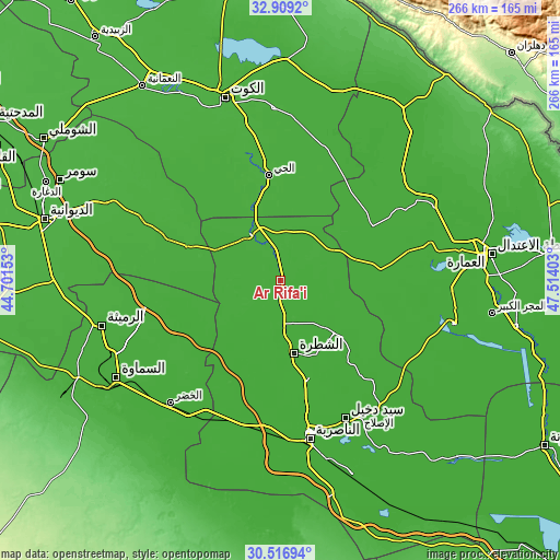 Topographic map of Ar Rifā‘ī