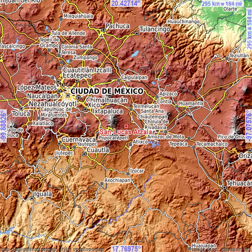 Topographic map of San Lucas Atzala