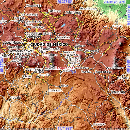 Topographic map of Zacapechpan