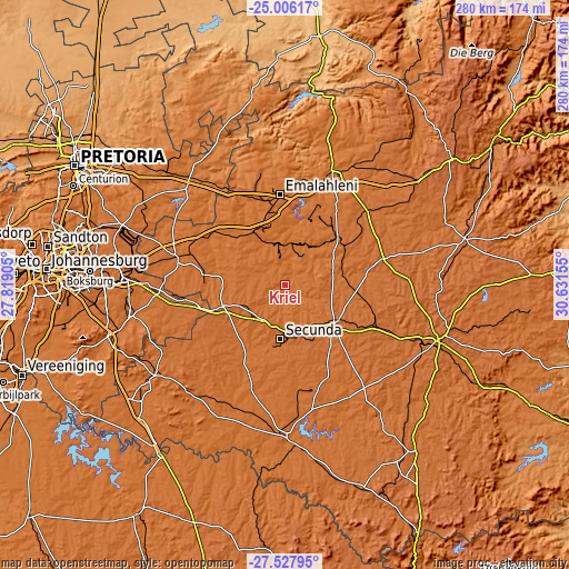 Topographic map of Kriel