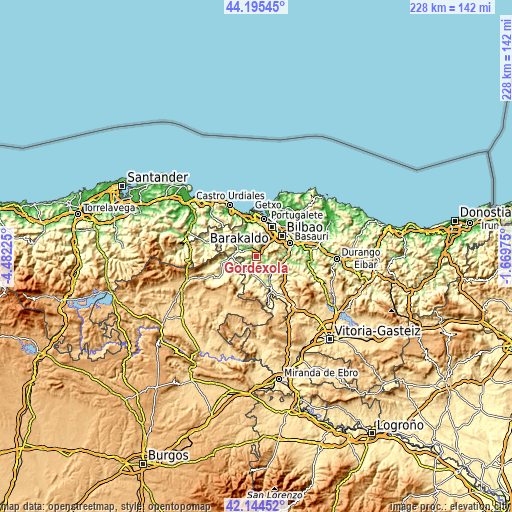 Topographic map of Gordexola