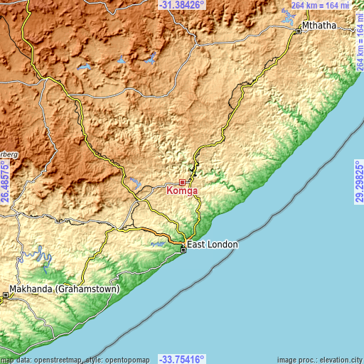 Topographic map of Komga