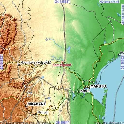 Topographic map of Komatipoort