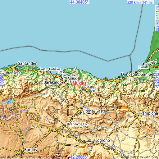 Topographic map of Muxika