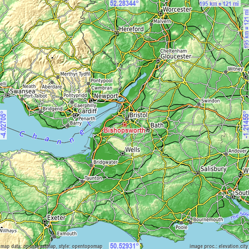Topographic map of Bishopsworth