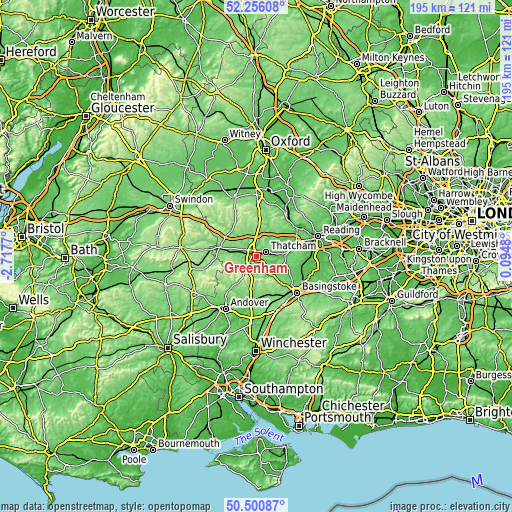 Topographic map of Greenham
