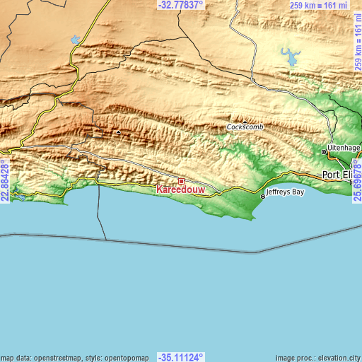 Topographic map of Kareedouw