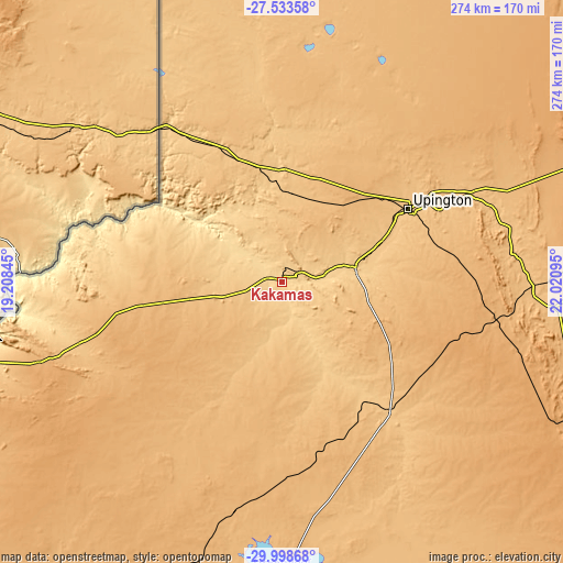 Topographic map of Kakamas