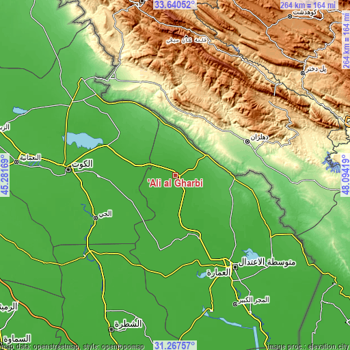 Topographic map of ‘Alī al Gharbī