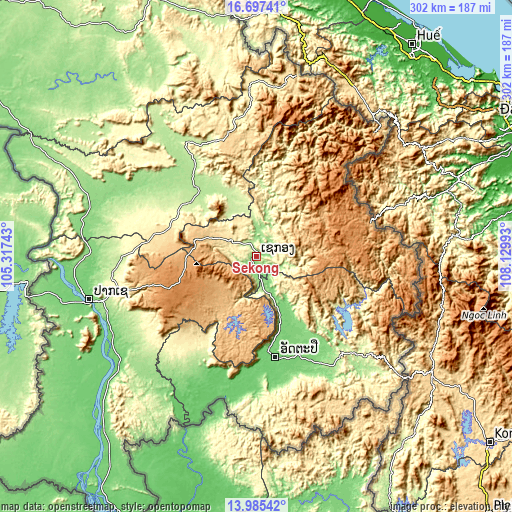 Topographic map of Sekong