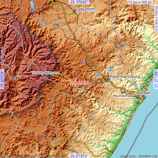 Topographic map of Impendle