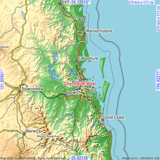 Topographic map of Chermside West