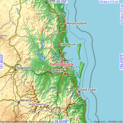 Topographic map of Stafford Heights