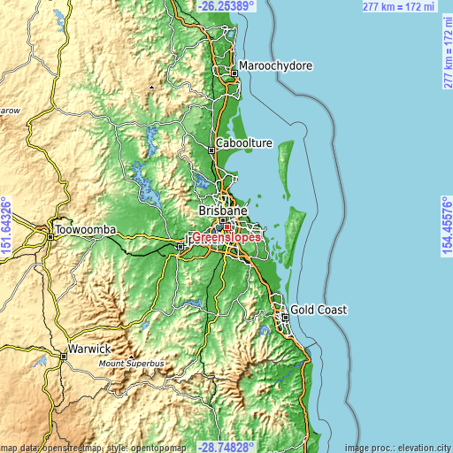 Topographic map of Greenslopes