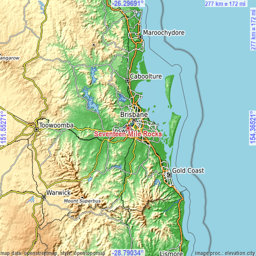 Topographic map of Seventeen Mile Rocks