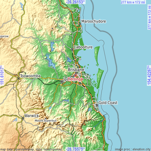 Topographic map of Yeronga