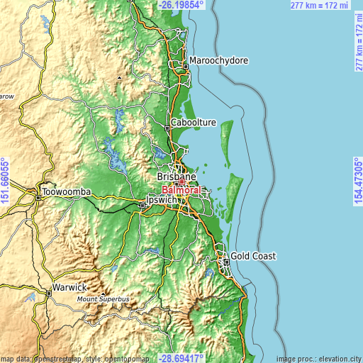 Topographic map of Balmoral