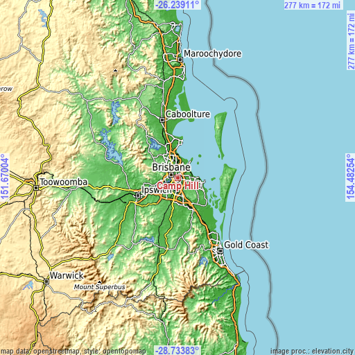 Topographic map of Camp Hill