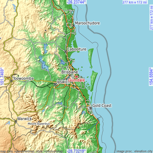 Topographic map of Gumdale