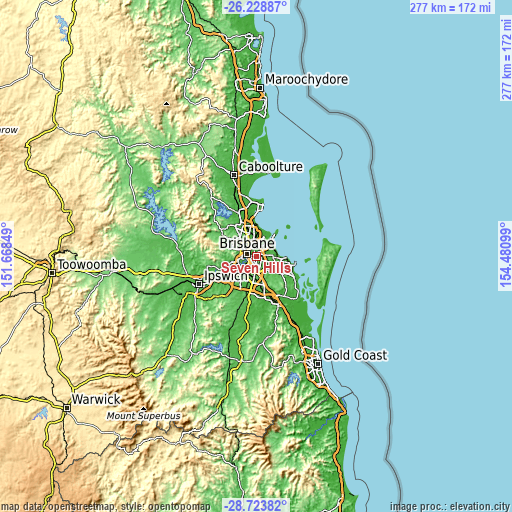 Topographic map of Seven Hills