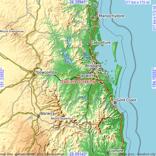 Topographic map of Sadliers Crossing