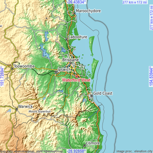 Topographic map of Waterford West