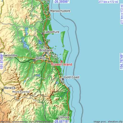 Topographic map of Russell Island