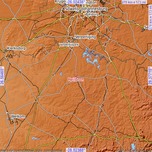 Topographic map of Heilbron