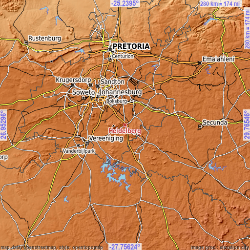 Topographic map of Heidelberg