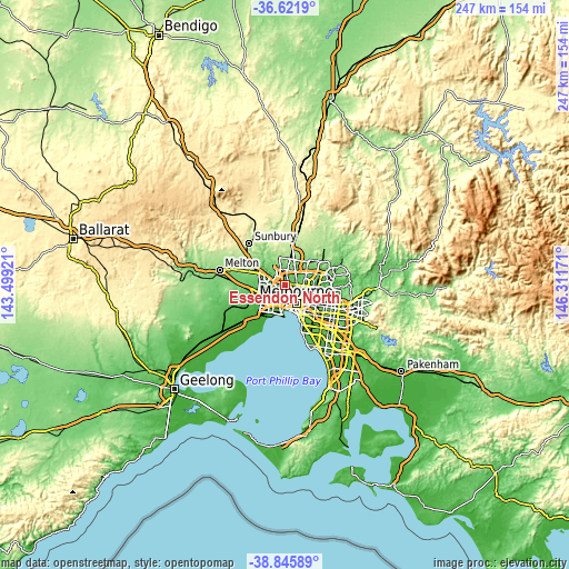 Topographic map of Essendon North