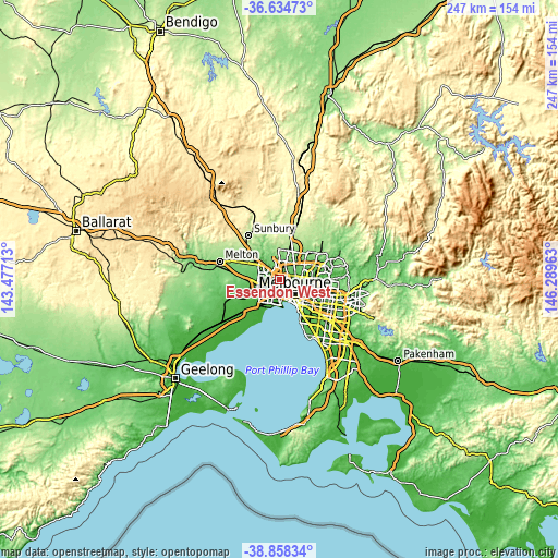 Topographic map of Essendon West