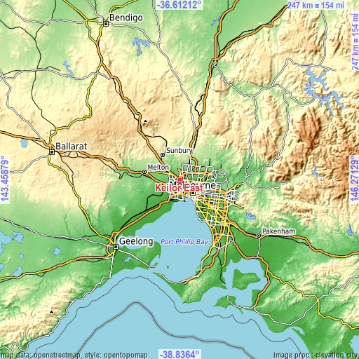 Topographic map of Keilor East