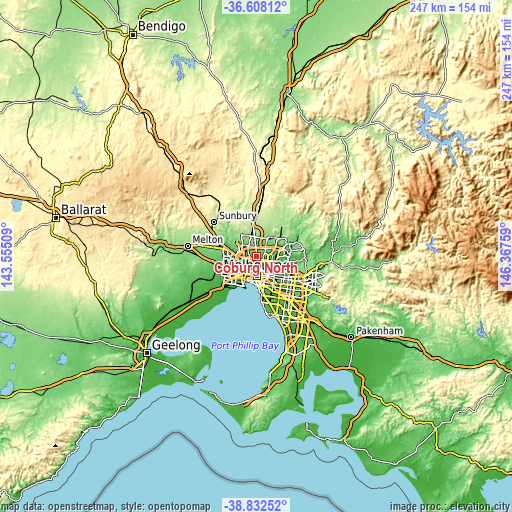 Topographic map of Coburg North