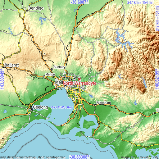 Topographic map of North Warrandyte