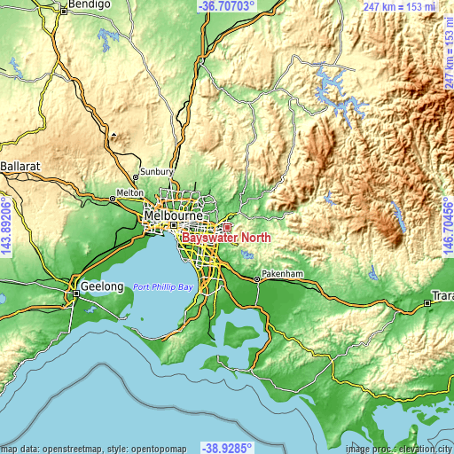 Topographic map of Bayswater North