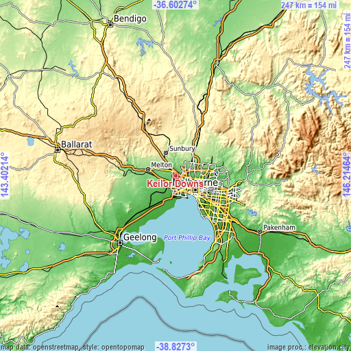 Topographic map of Keilor Downs