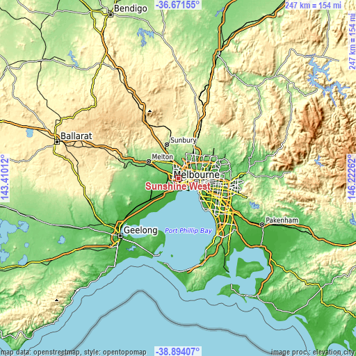 Topographic map of Sunshine West