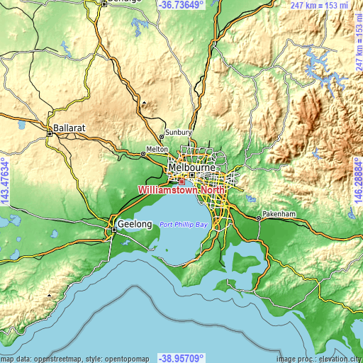 Topographic map of Williamstown North