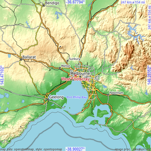 Topographic map of West Footscray