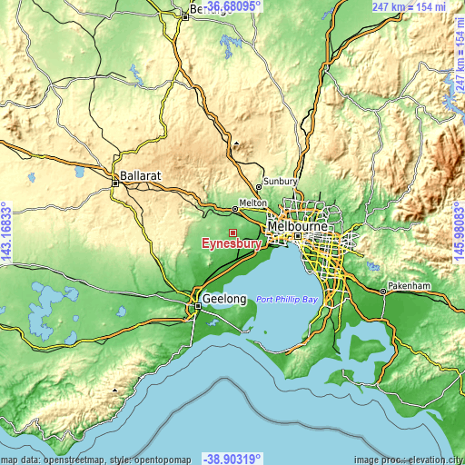 Topographic map of Eynesbury