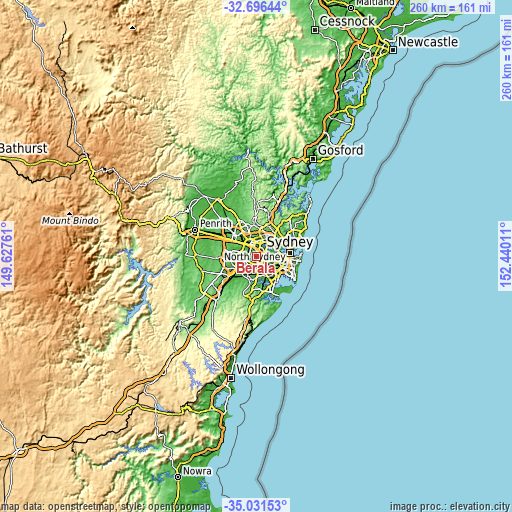 Topographic map of Berala